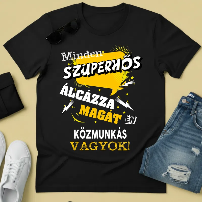 Minden Szuperhős Álcázza Magát Közmunkás Foglalkozások - Férfi póló - Fekete - Foglalkozások