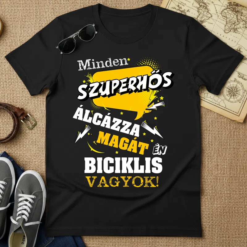 SZUPERHŐS Álcázott Biciklis Sport - Férfi póló - Fekete - Sport - Bicikli