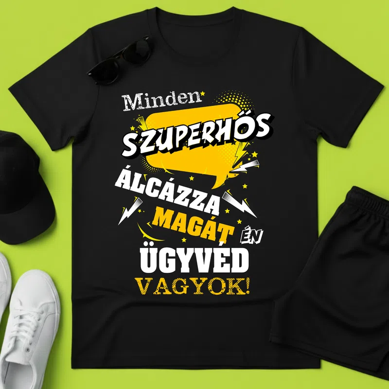 SZUPERHŐS Álcázott Ügyvéd Foglalkozások - Férfi póló - Fekete - Foglalkozások - Ügyvéd