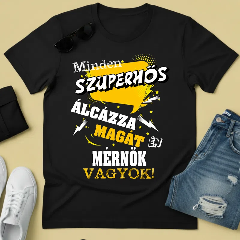 SZUPERHŐS Álcázza magát — Mérnök Foglalkozások - Férfi póló - Fekete - Foglalkozások - Mérnök