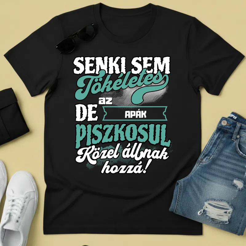 SENKI SEM TÖKÉLETES DE A_AZ APÁK ÁTKOZOTTUL KÖZEL ÁLLNAK HOZZÁ Család - Férfi póló - Fekete - Család - Apának