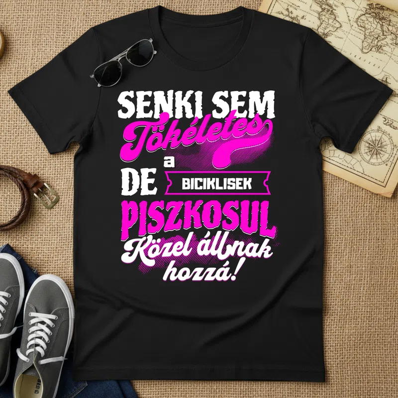 SENKI SEM TÖKÉLETES DE A_AZ BICIKLISEK ÁTKOZOTTUL KÖZEL ÁLLNAK HOZZÁ Sport - Férfi póló - Fekete - Sport - Bicikli
