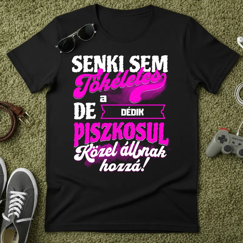 SENKI SEM TÖKÉLETES DE A_AZ DÉDIK ÁTKOZOTTUL KÖZEL ÁLLNAK HOZZÁ (2) Család - Férfi póló - Fekete - Család - Dédinek