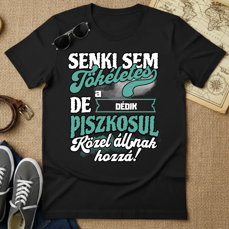 SENKI SEM TÖKÉLETES DE A_AZ DÉDIK ÁTKOZOTTUL KÖZEL ÁLLNAK HOZZÁ Család - Férfi póló - Fekete - Család - Dédinek