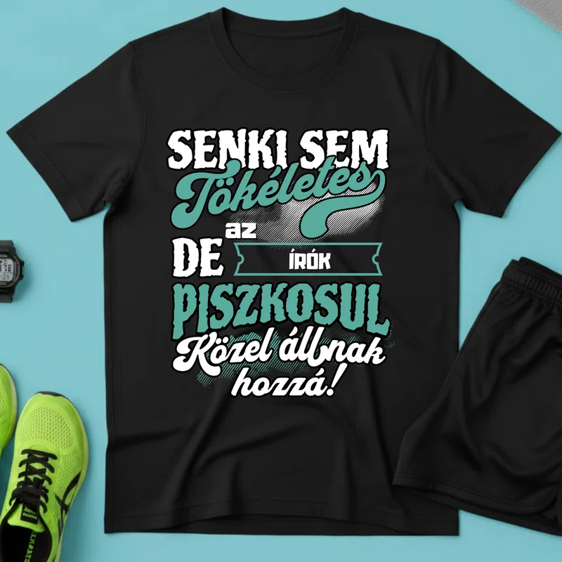 SENKI SEM TÖKÉLETES DE A_AZ ÍRÓK ÁTKOZOTTUL KÖZEL ÁLLNAK HOZZÁ Hobbi - Férfi póló - Fekete - Hobbi - Irodalom