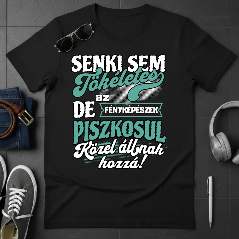 SENKI SEM TÖKÉLETES DE A_AZ FÉNYKÉPÉSZEK ÁTKOZOTTUL KÖZEL ÁLLNAK HOZZÁ Foglalkozások - Férfi póló - Fekete - Foglalkozások - Fényképész