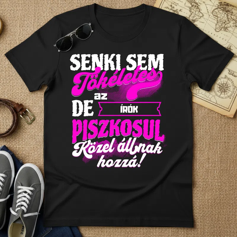 SENKI SEM TÖKÉLETES DE A_AZ ÍRÓK ÁTKOZOTTUL KÖZEL ÁLLNAK HOZZÁ Hobbi - Férfi póló - Fekete - Hobbi - Irodalom