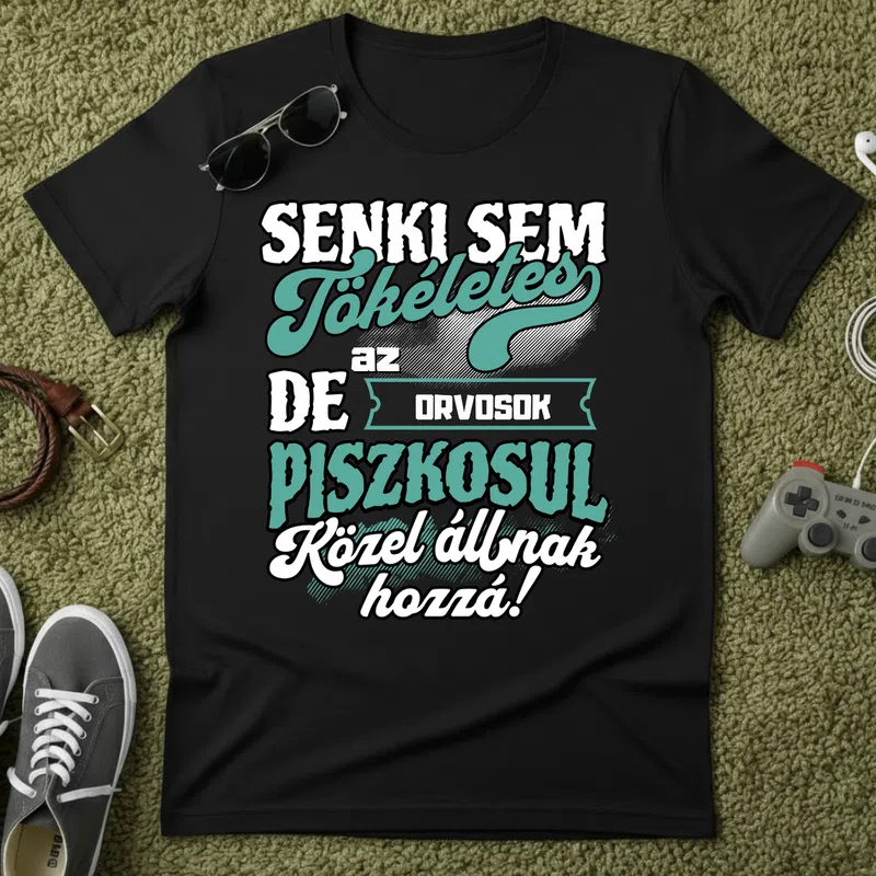 SENKI SEM TÖKÉLETES DE A_AZ ORVOSOK ÁTKOZOTTUL KÖZEL ÁLLNAK HOZZÁ Foglalkozások - Férfi póló - Fekete - Foglalkozások - Orvos