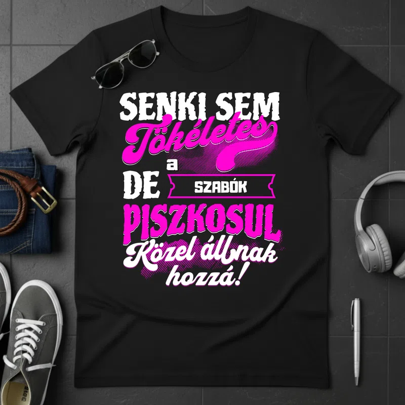 SENKI SEM TÖKÉLETES DE A_AZ SZABÓK ÁTKOZOTTUL KÖZEL ÁLLNAK HOZZÁ Foglalkozások - Férfi póló - Fekete - Foglalkozások - Szabó