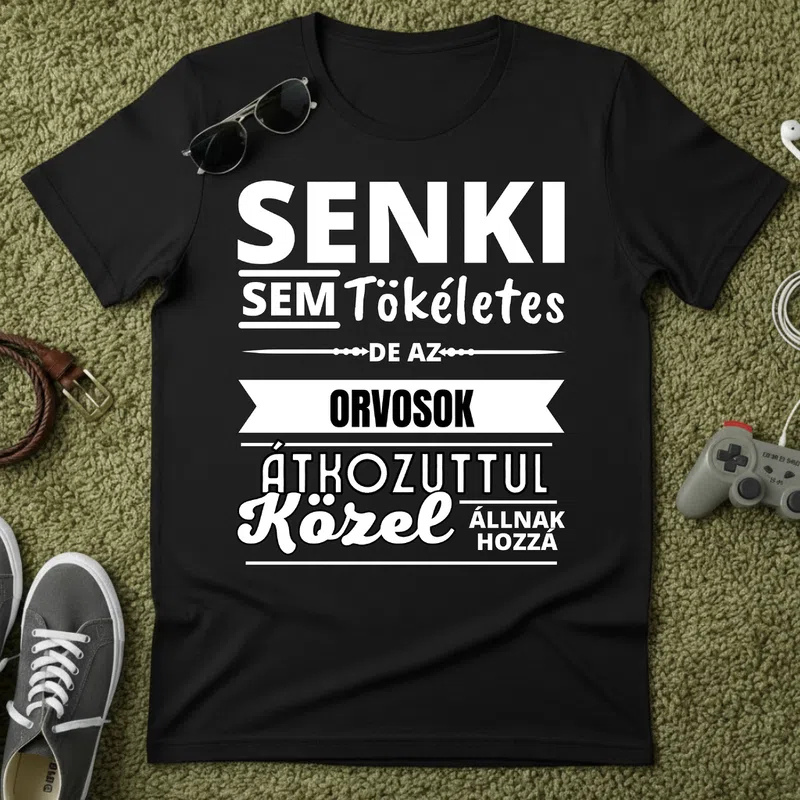 SENKI SEM TÖKÉLETES DE ORVOSOK Foglalkozások - Férfi póló - Fekete - Foglalkozások - Orvos