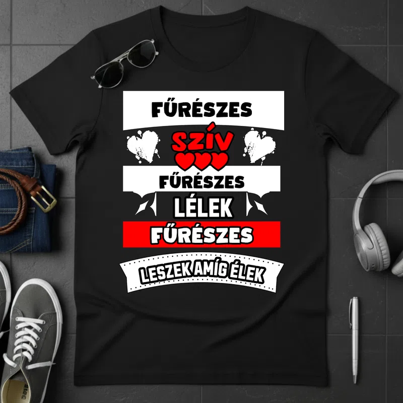 FŰRÉSZES SZÍV LÉLEK Foglalkozások - Férfi póló - Fekete - Foglalkozások - Favágó