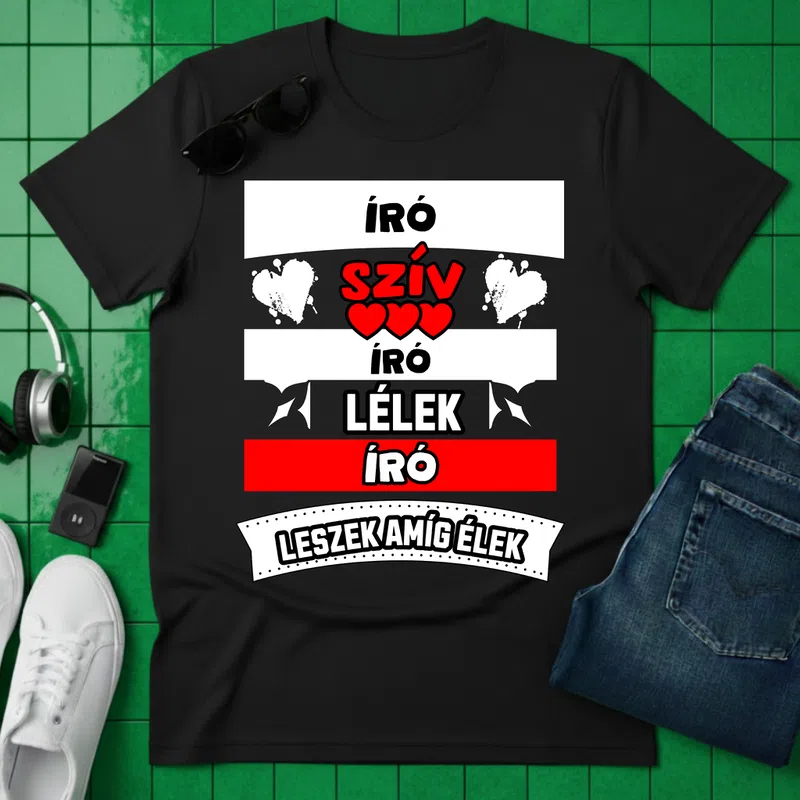 ÍRÓ SZÍV LÉLEK Hobbi - Férfi póló - Fekete - Hobbi - Irodalom