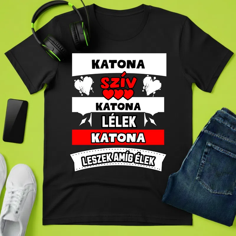 KATONA SZÍV LÉLEK Foglalkozások - Férfi póló - Fekete - Foglalkozások - Katona