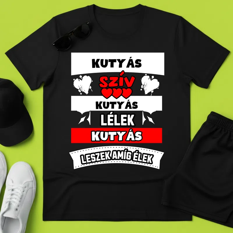 KUTYÁS SZÍV LÉLEK Állatok és Természet - Férfi póló - Fekete - Állatok és Természet - Kutya