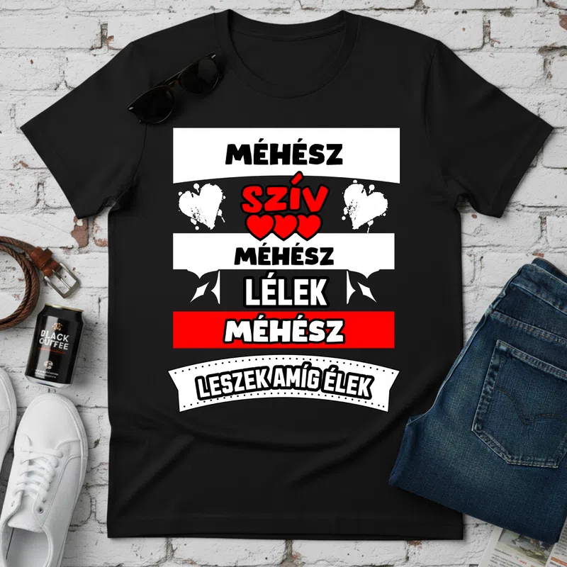 MÉHÉSZ SZÍV LÉLEK Foglalkozások - Férfi póló - Fekete - Foglalkozások - Méhész