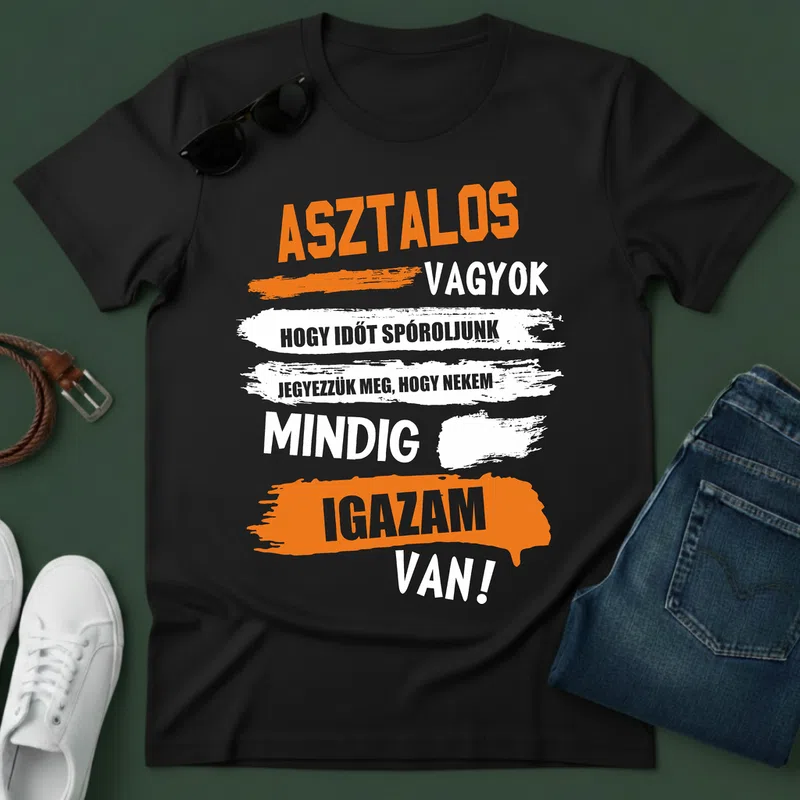 ASZTALOS VAGYOK, vicces büszke Foglalkozások - Férfi póló - Fekete - Foglalkozások - Asztalos