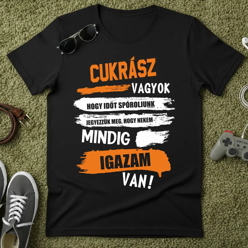 CUKRÁSZ Mindig Igazam Van Foglalkozások - Férfi póló - Fekete - Foglalkozások - Cukrász