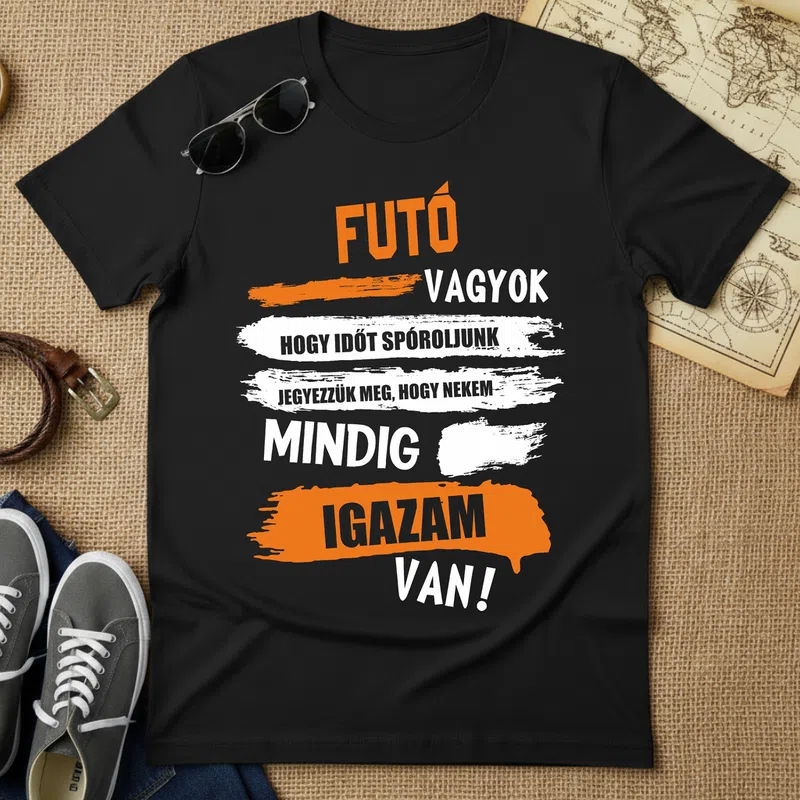 Futó vagyok Mindig igazam van Sport - Férfi póló - Fekete - Sport - Futás