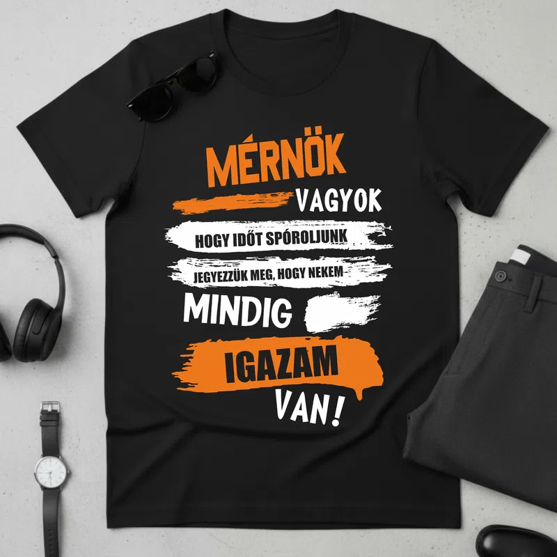 MÉRNÖK VAGYOK – Mindig Igazam Van Foglalkozások - Férfi póló - Fekete - Foglalkozások - Mérnök