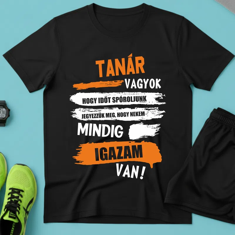 TANÁR VAGYOK Mindig igazam Foglalkozások - Férfi póló - Fekete - Foglalkozások - Tanár