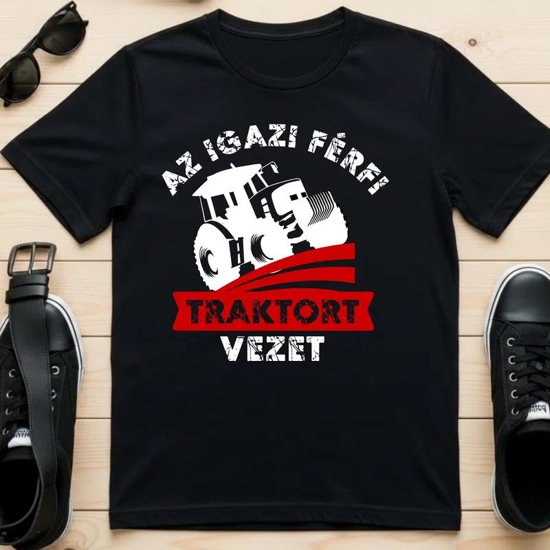 AZ IGAZI FÉRFI Járművek - Férfi póló - Fekete - Járművek - Traktor