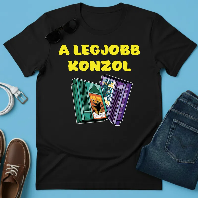 A LEGJOBB KONZOL Retro Gamer Gamer - Férfi póló - Fekete - Gamer - retro-gaming
