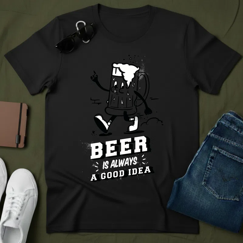 BEER IS ALWAYS A GOOD IDEA Vicces - Férfi póló - Fekete - Vicces - Vicces szöveg