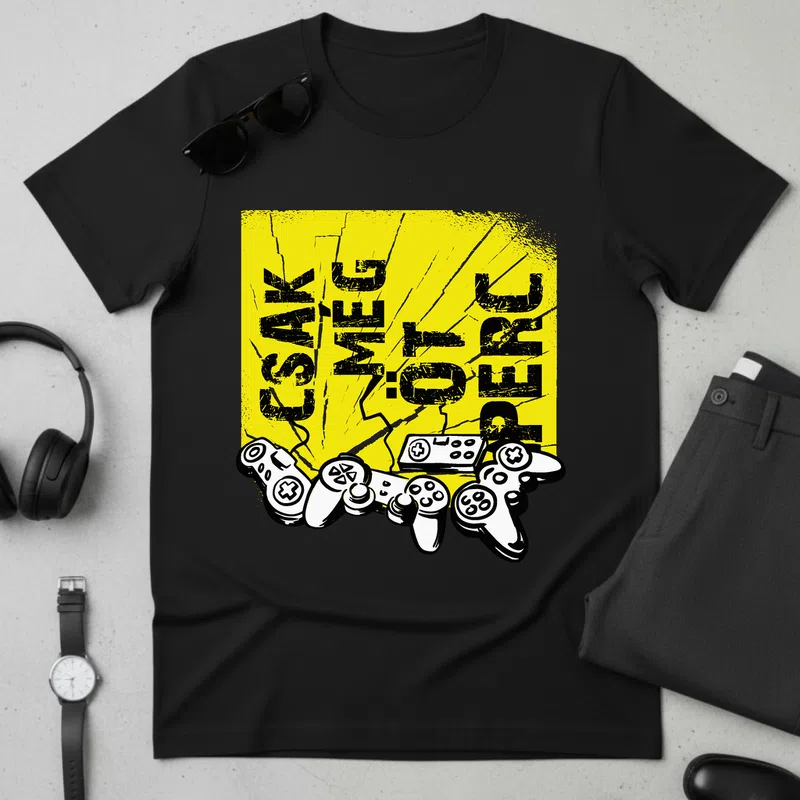 CSAK JÁTÉK Retro Gamer Stílus Gamer - Férfi póló - Fekete - Gamer - altalanos-gamer