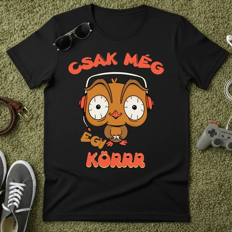 CSAK MÉG EGY KÖRRR Gamer Bagoly Vicces Gamer - Férfi póló - Fekete - Gamer - altalanos-gamer
