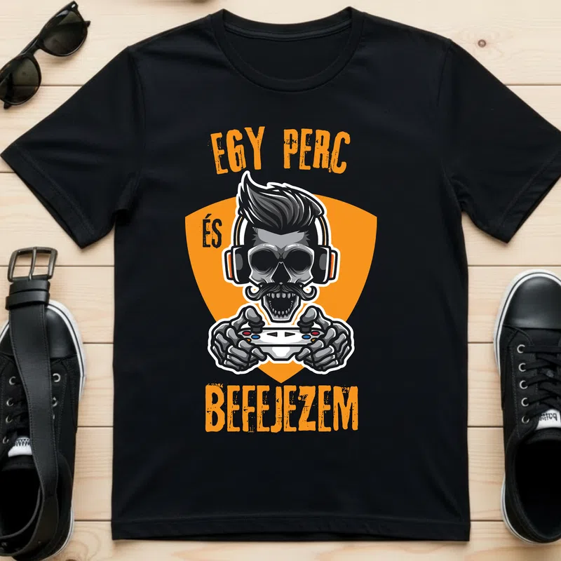 EGY PERC ÉS BEFEJEZEM Gamer Gamer - Férfi póló - Fekete - Gamer - altalanos-gamer
