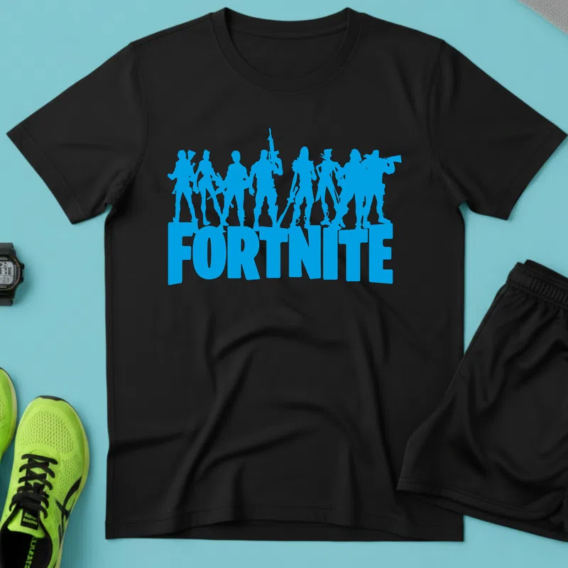 FORTNITE Kék Sziluett Csapat Gamer - Férfi póló - Fekete - Gamer - fortnite