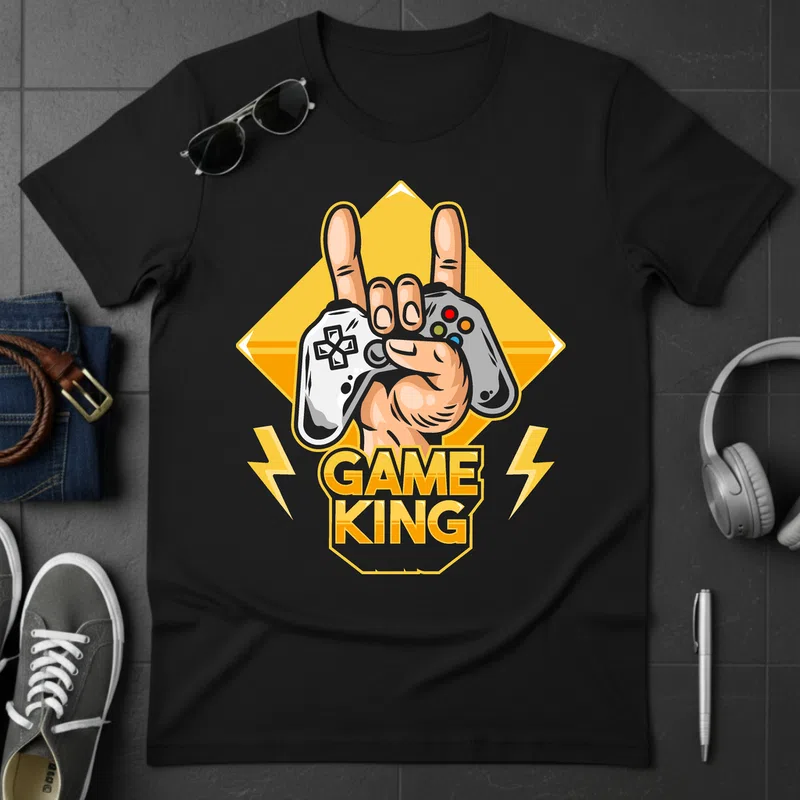 GAME KING Gamer Király (2) Gamer - Férfi póló - Fekete - Gamer - altalanos-gamer