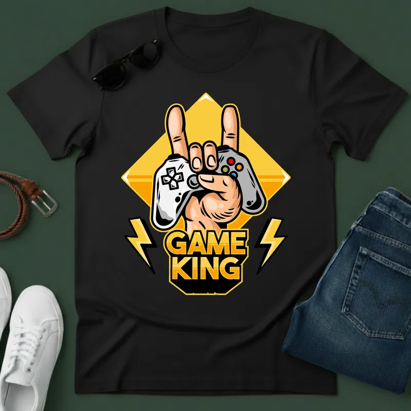 GAME KING Gamer Király Gamer - Férfi póló - Fekete - Gamer - altalanos-gamer