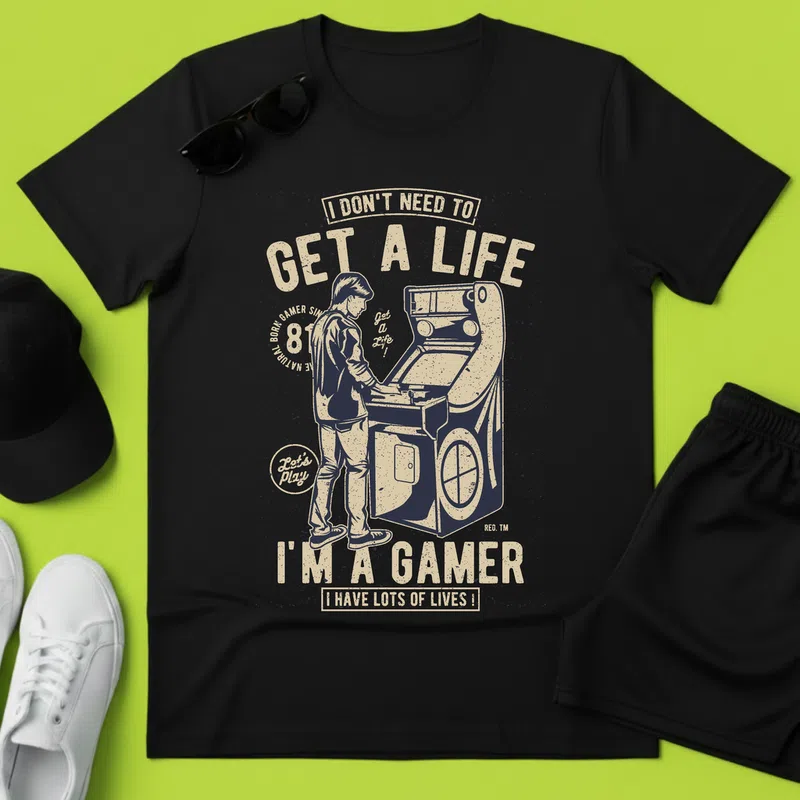 GET A LIFE I'M A GAMER Gamer - Férfi póló - Fekete - Gamer - altalanos-gamer