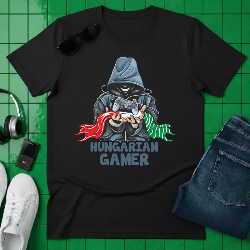 HUNGARIAN GAMER Kapucnis Stílus Gamer - Férfi póló - Fekete - Gamer - altalanos-gamer