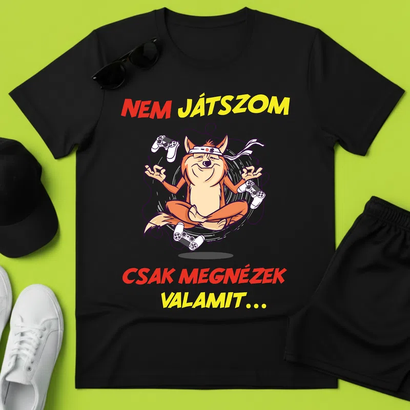 NEM JÁTSZOM – Csak megnézek valamit Gamer - Férfi póló - Fekete - Gamer - altalanos-gamer