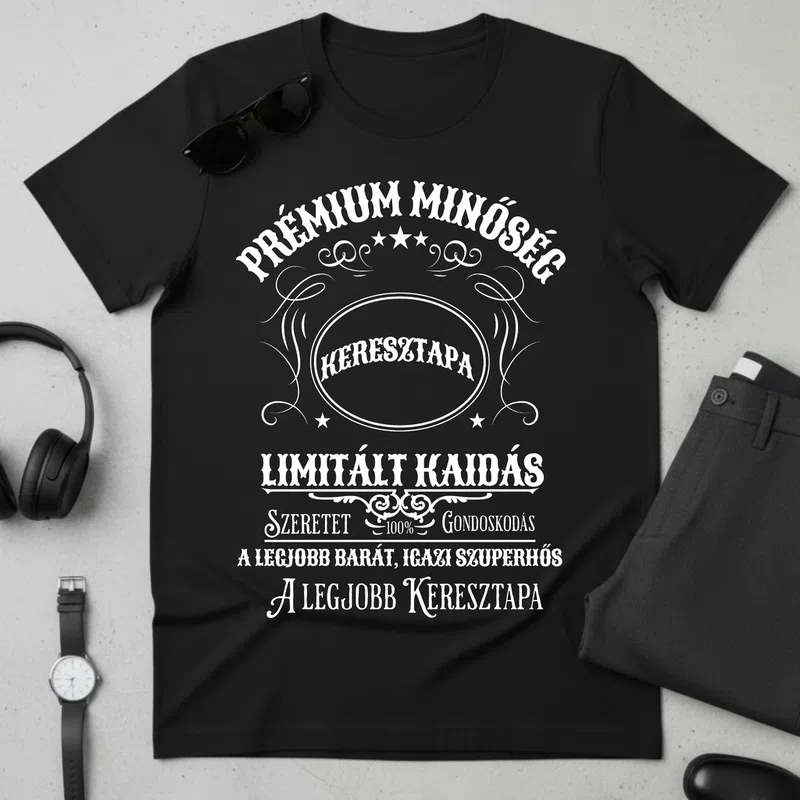 PRÉMIUM MINŐSÉG Keresztapa Limitált Kiadás Páros - Férfi póló - Fekete - Páros - Családi