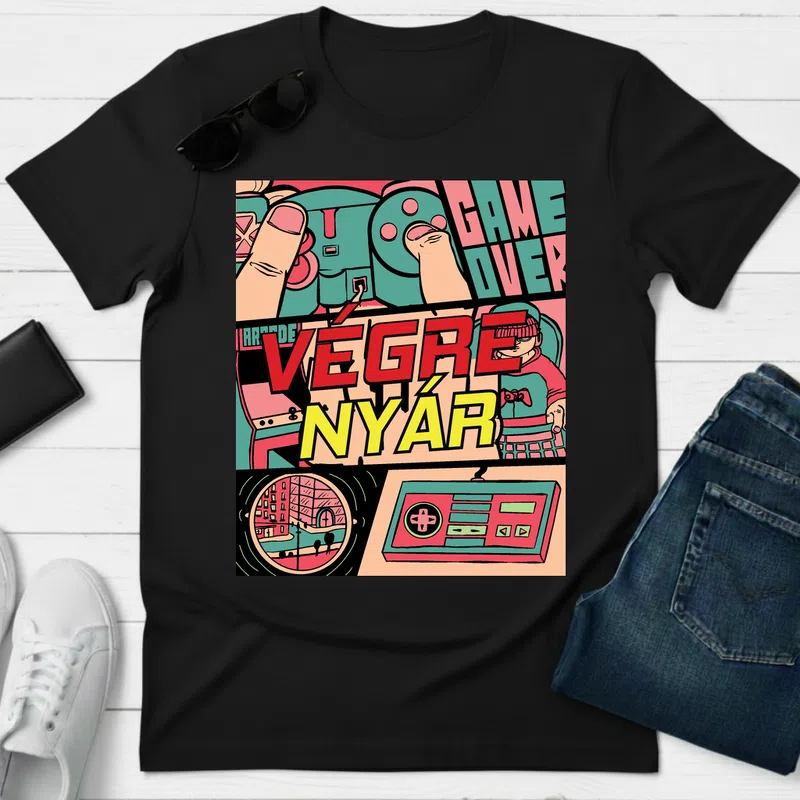 VÉGRE NYÁR retro gamer képregény Gamer - Férfi póló - Fekete - Gamer - altalanos-gamer