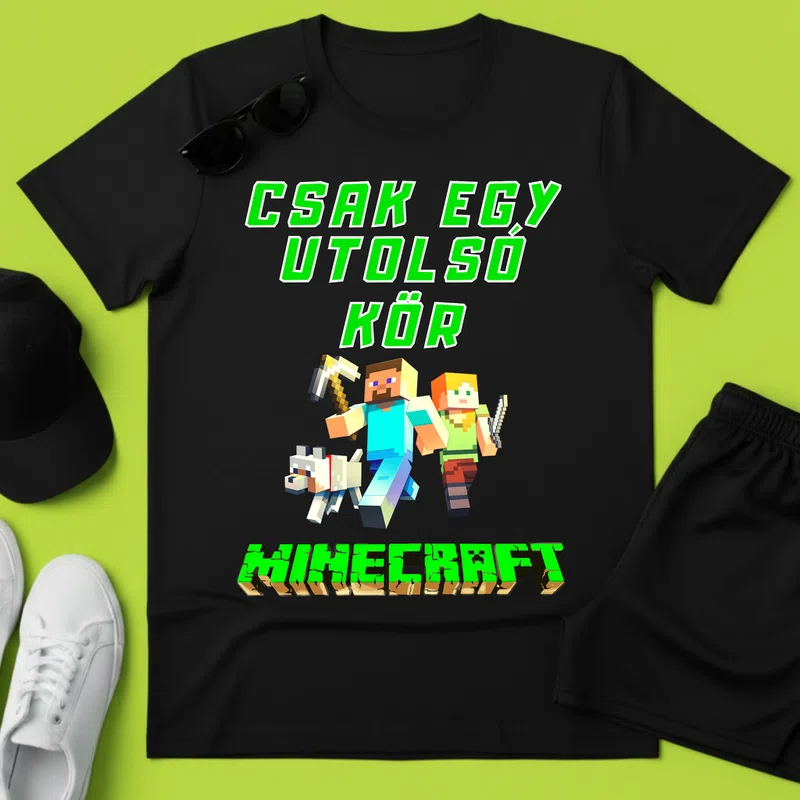 CSAK EGY UTOLSÓ KÖR Gamer - Férfi póló - Fekete - Gamer - minecraft-polok