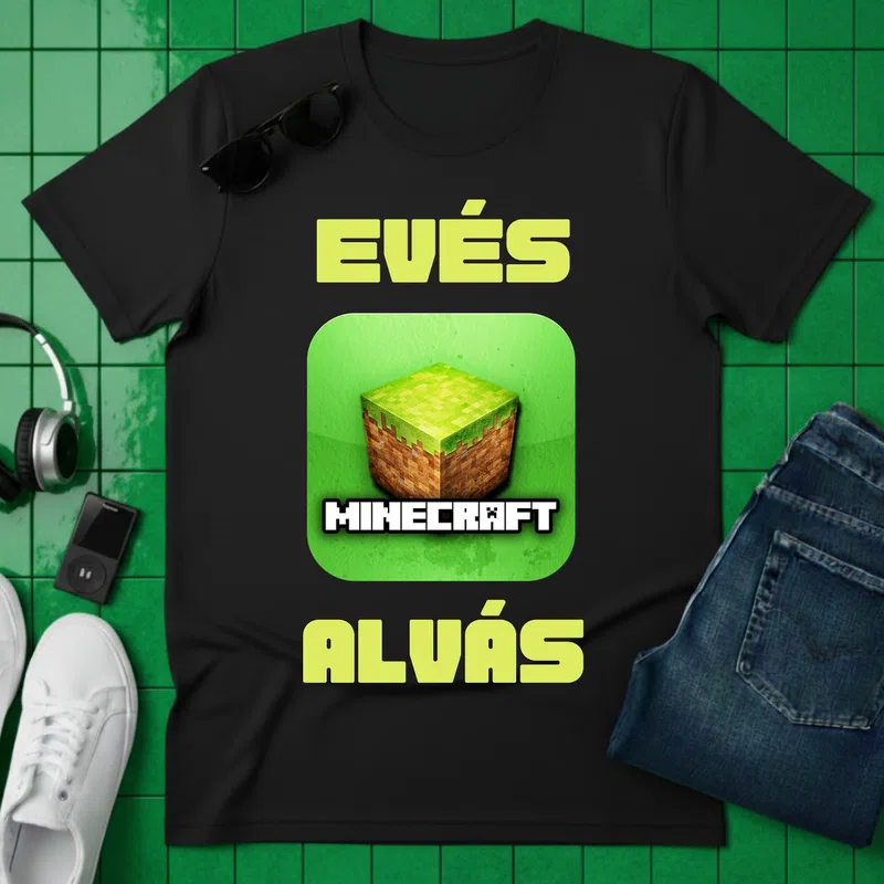 EVÉS ALVÁS Gamer - Férfi póló - Fekete - Gamer - minecraft-polok