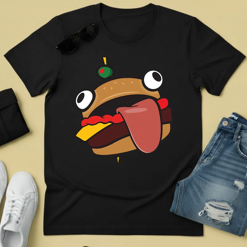 Kinyújtott nyelvű hamburger Gamer - Férfi póló - Fekete - Gamer - fortnite