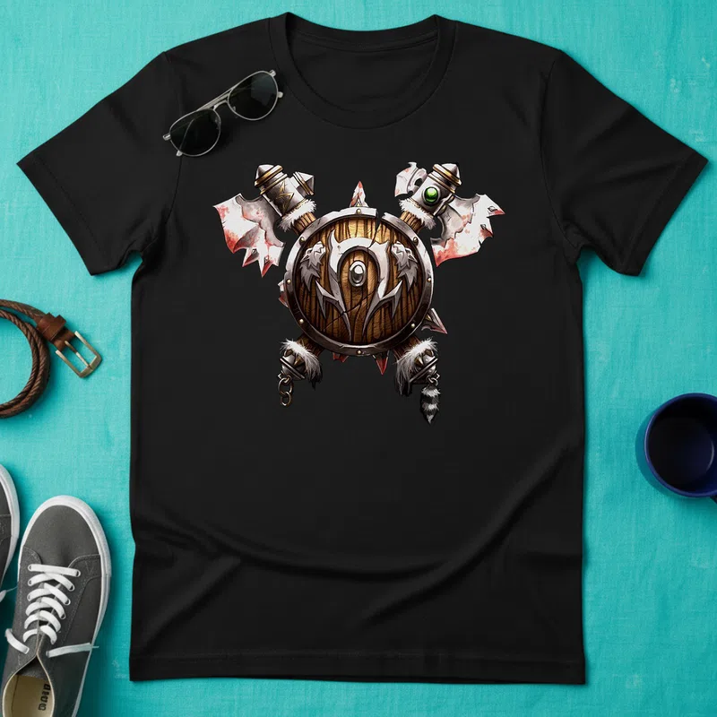 Pajzs és balták Gamer - Férfi póló - Fekete - Gamer - world-of-warcraft