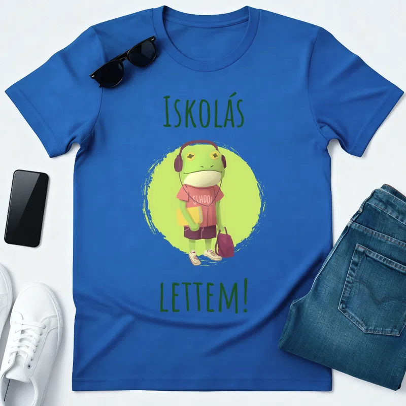 Iskolás lettem! Aranyos vagány béka Ballagás - Férfi póló - Királykék - Ballagás - Suli