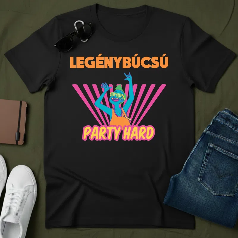 PARTYHARD Legénybúcsú - Férfi póló - Fekete - Házasság - Legénybúcsú