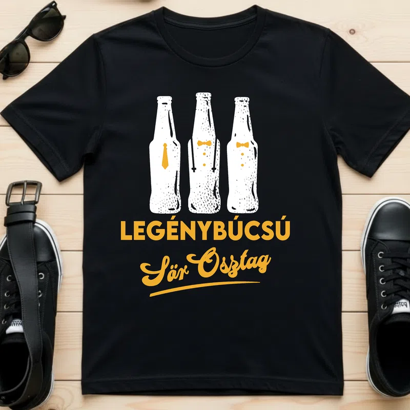 sör osztag Legénybúcsú - Férfi póló - Fekete - Házasság - Legénybúcsú