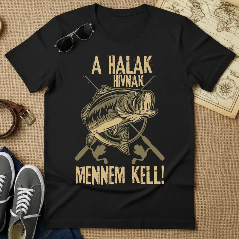 A HALAK HÍVNAK MENNEM KELL Horgászat Retro Hobbi Horgász - Férfi póló - Fekete - Hobbi - Horgász