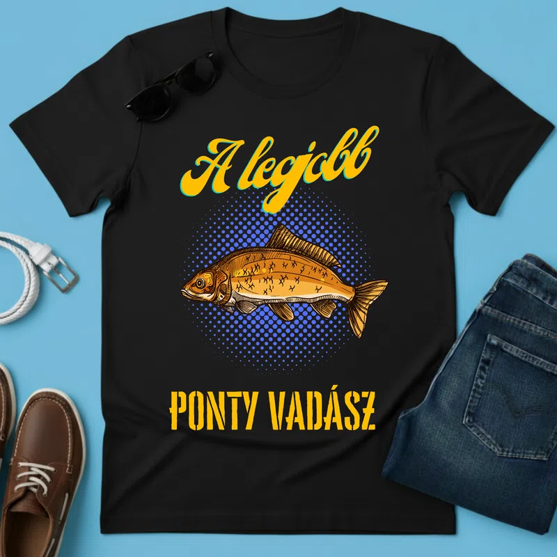 A legjobb Ponty Vadász Retro Horgászat Hobbi Horgász - Férfi póló - Fekete - Hobbi - Horgász