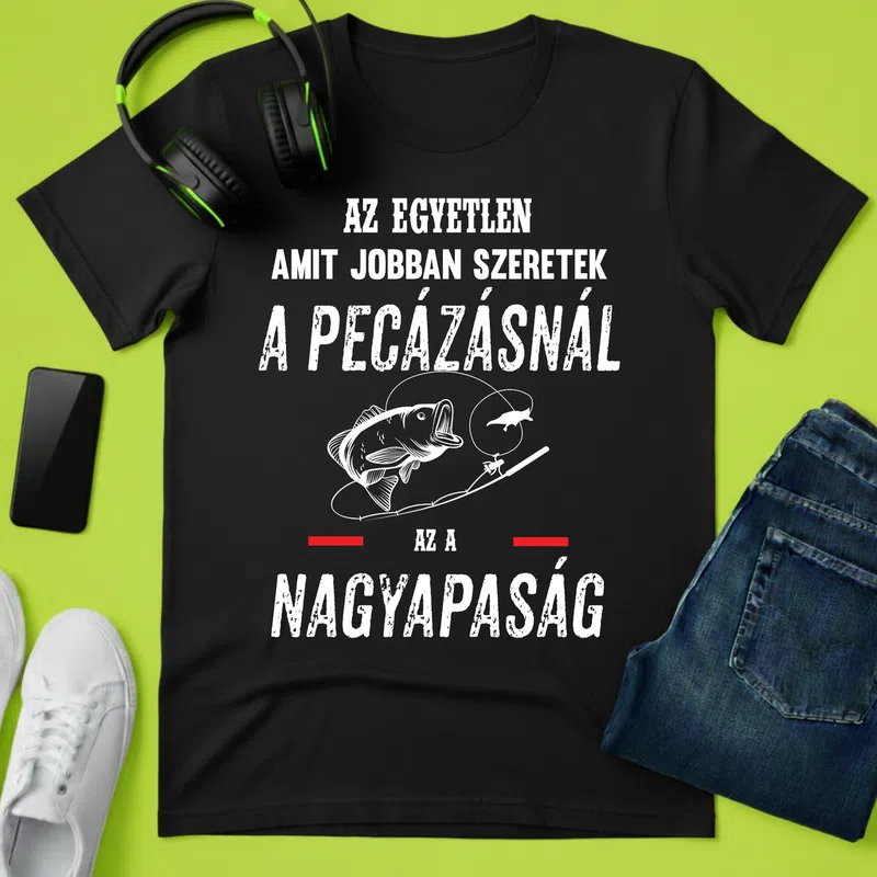 A pecázásnál a nagyapaság, büszke, vicces Hobbi Horgász - Férfi póló - Fekete - Hobbi - Horgász