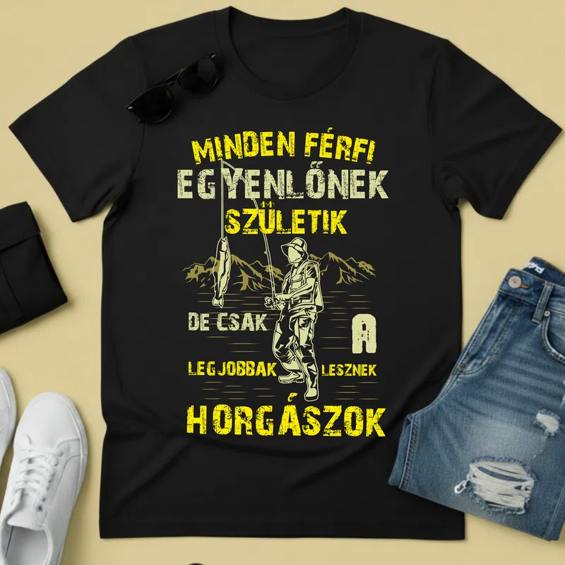 HORGÁSZOK — Csak a legjobbak Hobbi Horgász - Férfi póló - Fekete - Hobbi - Horgász