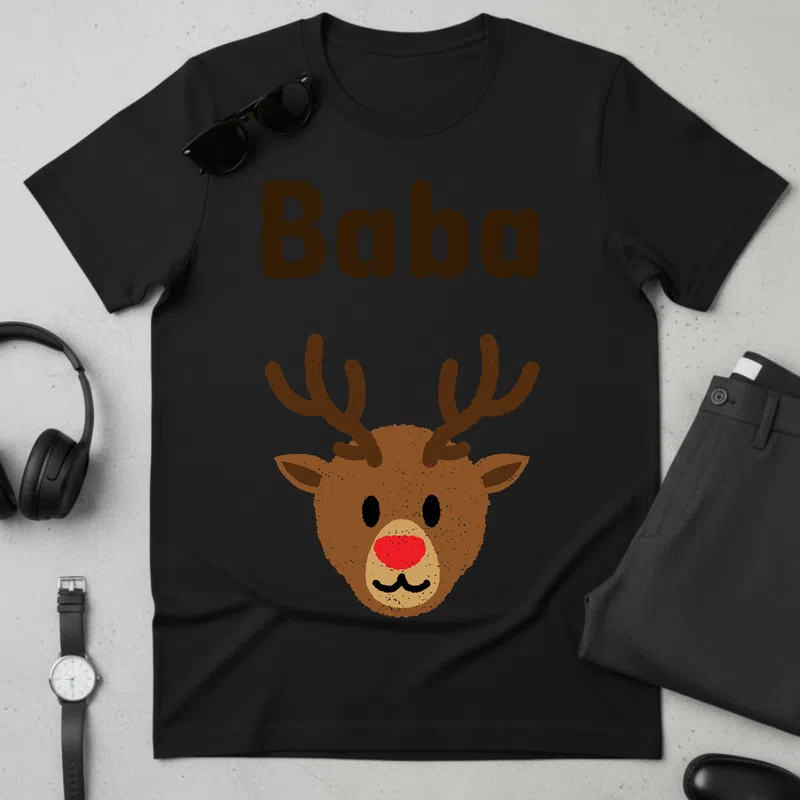 Baba szarvas Karácsonyra - Férfi póló - Fekete - Ünnepek - Karácsonyra